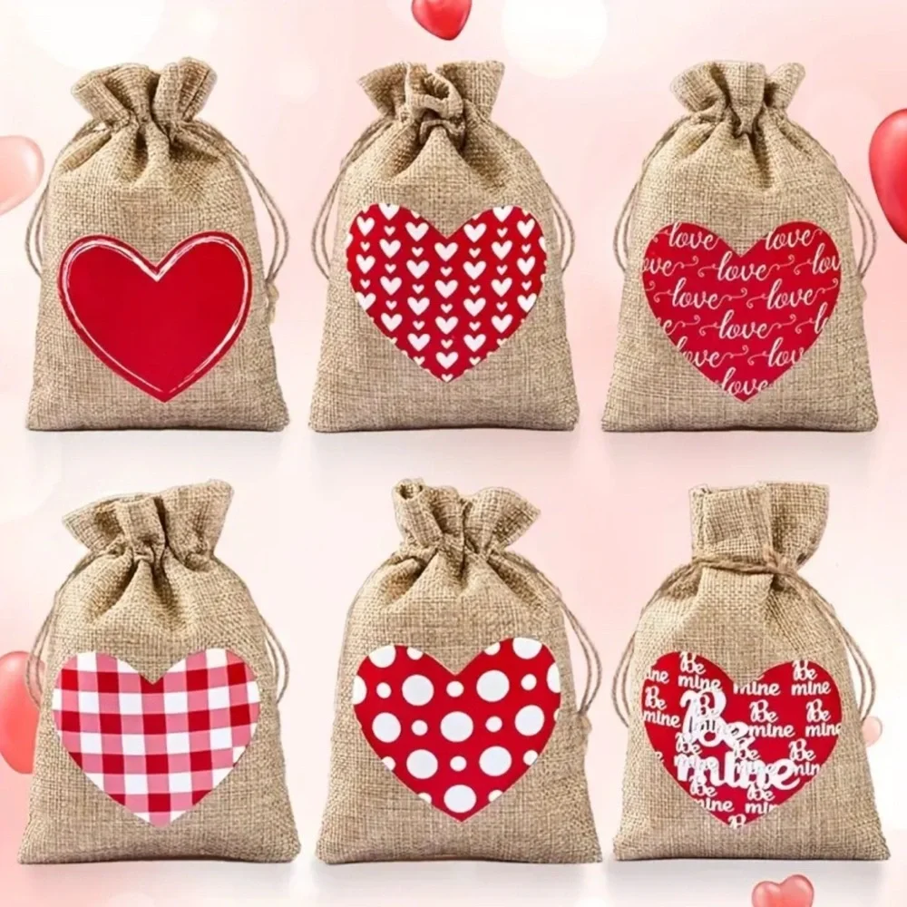 NWT-Valentine’s Day, red heart design, drawstring gift bags